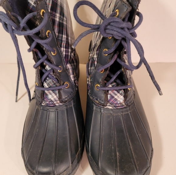 Sperry Top-Sider Women's Blue/Green Plaid Duck Boots Ladies Waterproof-Size 8.5 - Picture 6 of 8